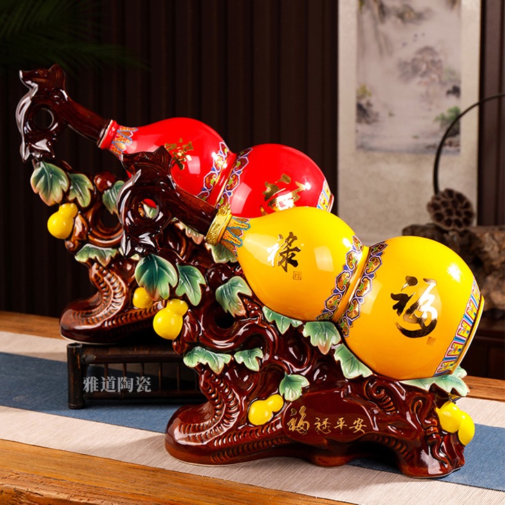 景德镇5斤珐琅彩福禄陶瓷酒坛(图1)
