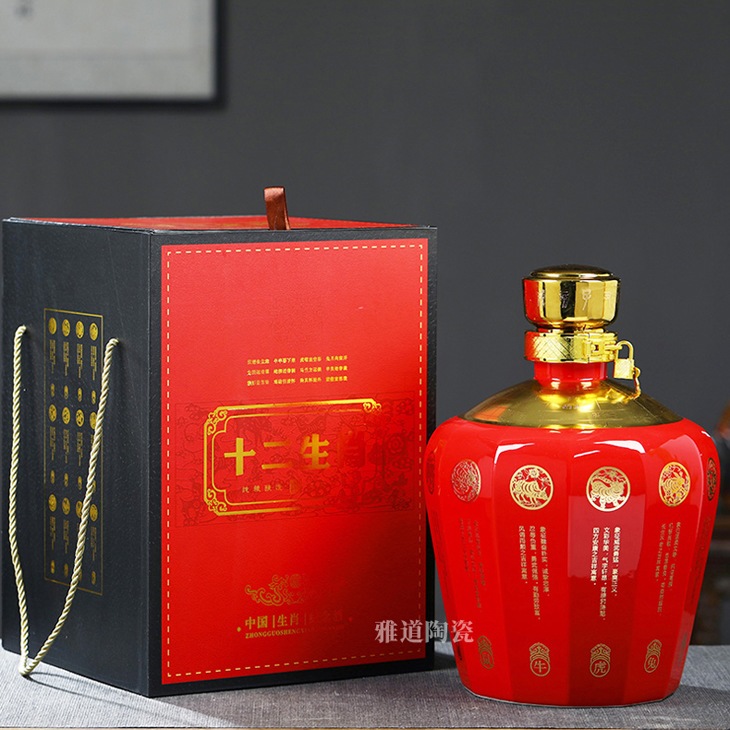 五斤装十二生肖陶瓷酒坛礼盒(图1)