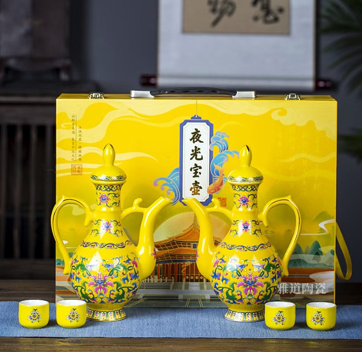 1斤装夜光宝壶个性陶瓷酒坛礼盒(图1)