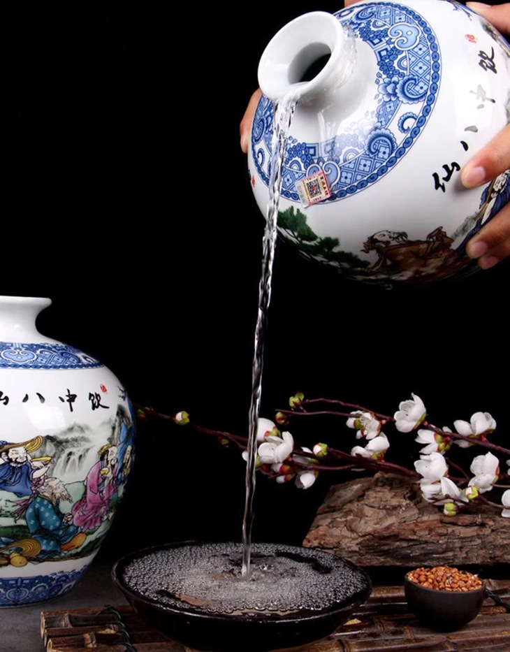 5斤装景德镇陶瓷酒坛子（饮中八仙）(图2)