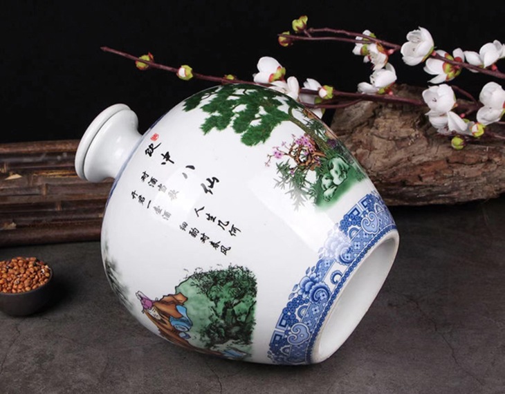 5斤装景德镇陶瓷酒坛子（饮中八仙）(图3)