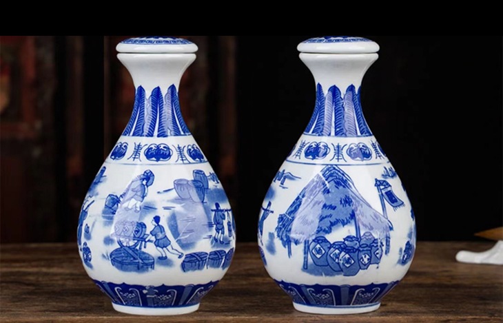1斤2斤3斤5斤青花玉壶春小酒坛(图2)