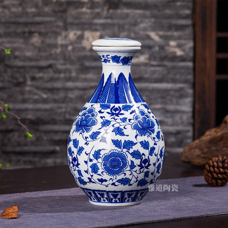 1斤2斤3斤5斤青花玉壶春小酒坛(图4)