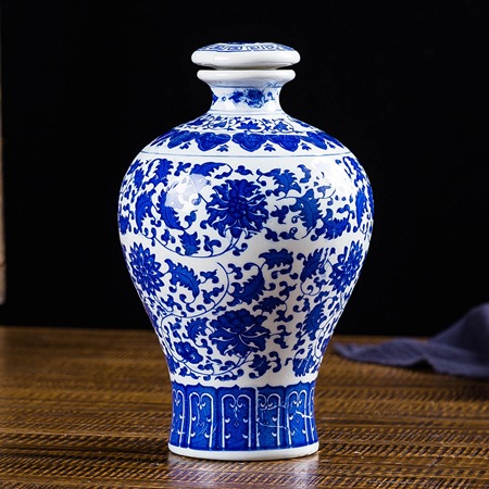 2斤3斤5斤缠枝莲平口梅瓶陶瓷酒坛