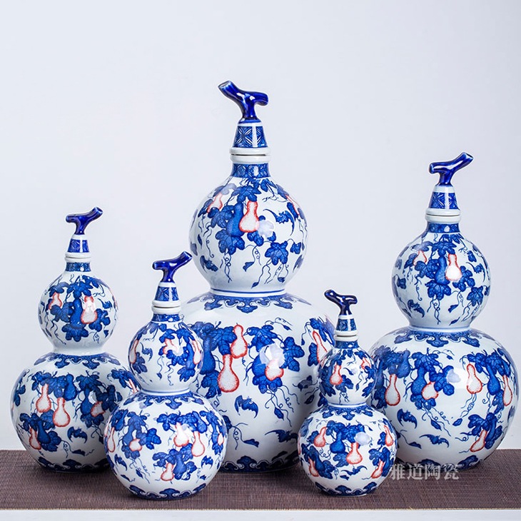 1斤2斤3斤5斤10斤葫芦陶瓷酒坛(图1)