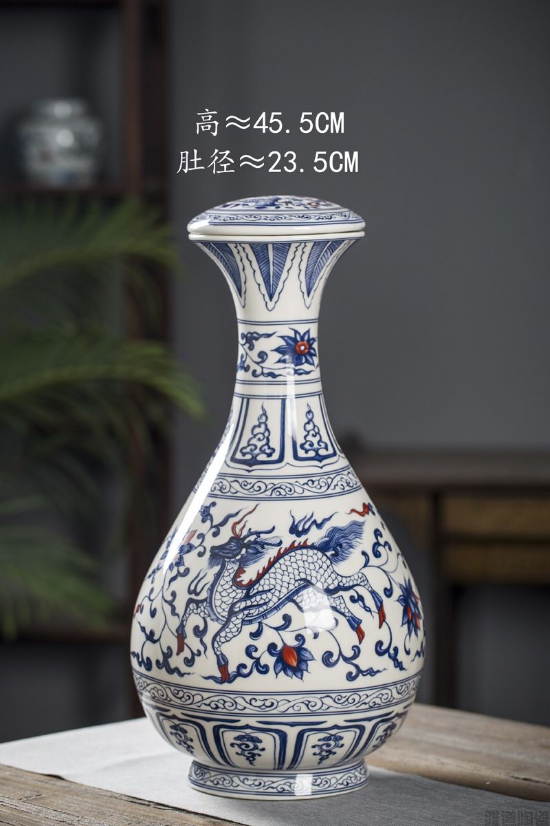 10斤装仿古元青花陶瓷酒坛（龙凤呈祥）(图3)