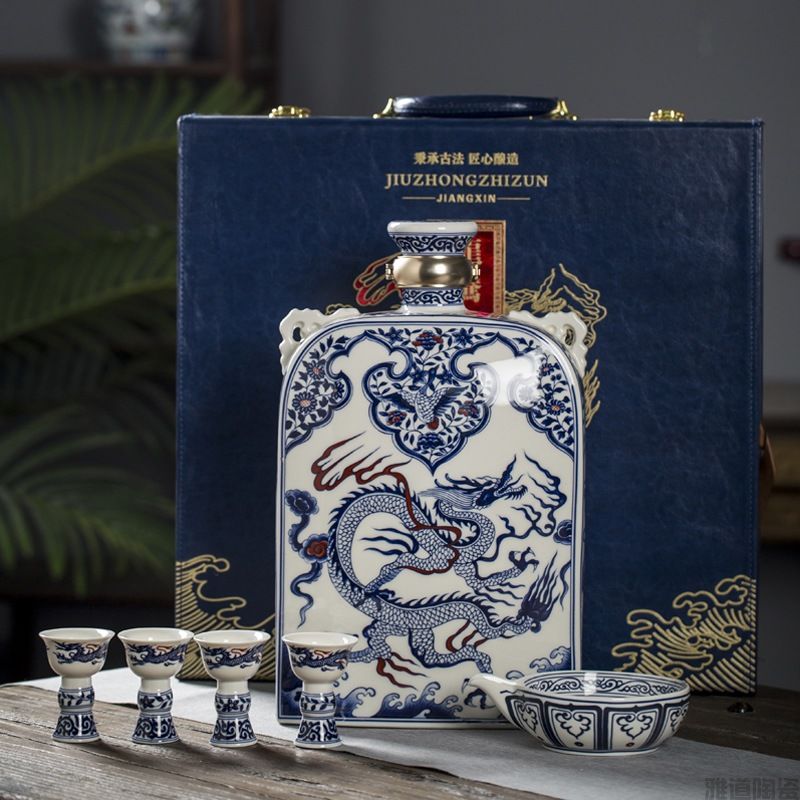 1斤5斤10斤艺术酒坛（双耳龙凤扁瓶）(图5)