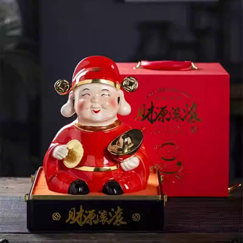 景德镇4斤装陶瓷酒瓶套装（财源滚滚） 