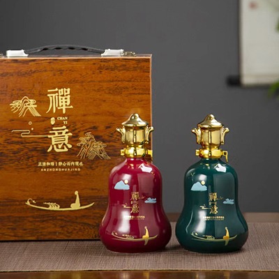 一斤装禅文化陶瓷酒坛礼盒装