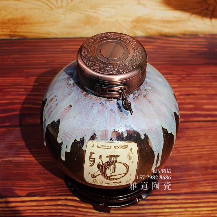 景德镇10斤高温色釉窑变酒坛