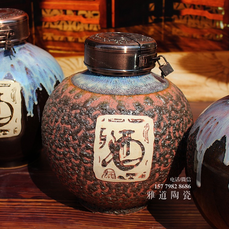 景德镇10斤高温色釉窑变酒坛