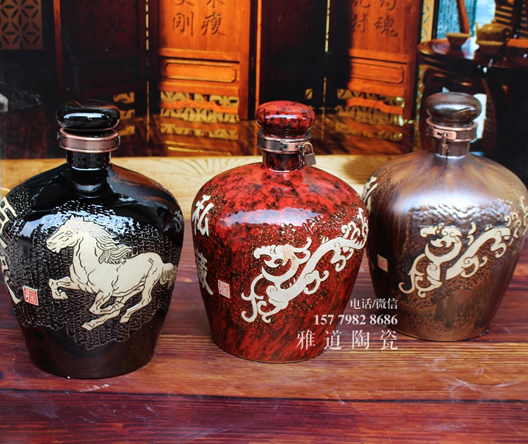 景德镇高温颜色釉10斤陶瓷酒坛