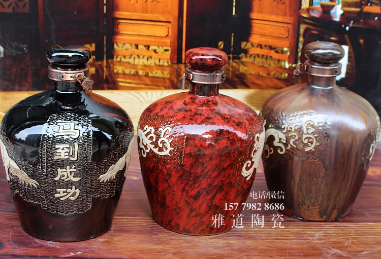 景德镇高温颜色釉10斤陶瓷酒坛