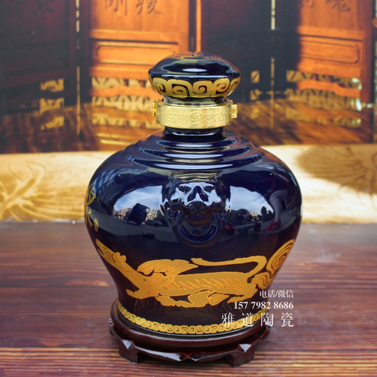 景德镇5斤10斤狮虎陶瓷酒坛