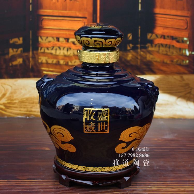 景德镇5斤10斤狮虎陶瓷酒坛