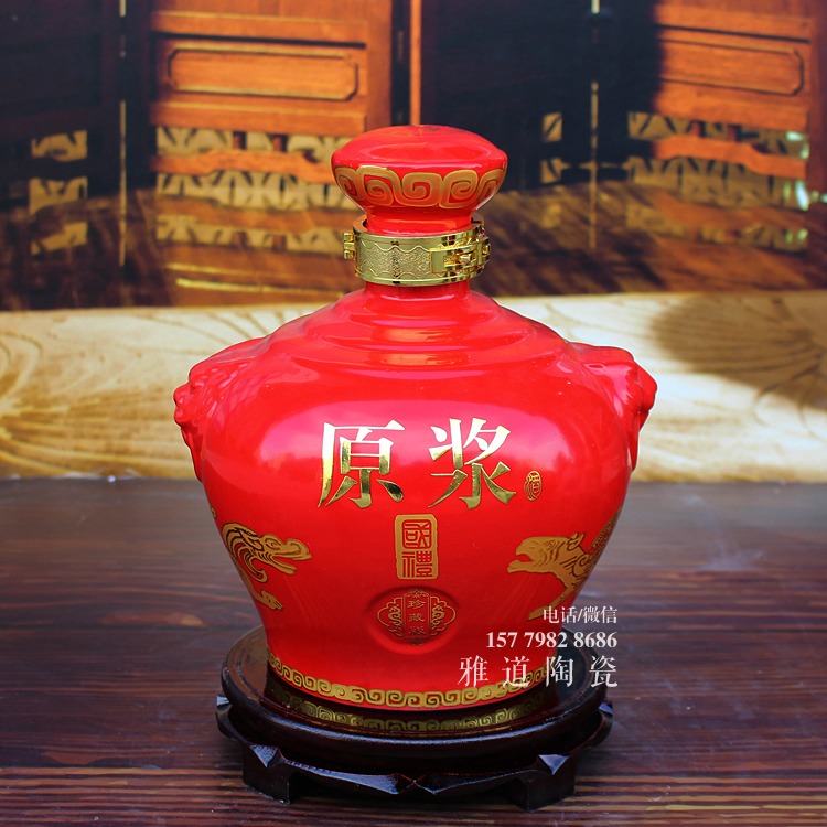 景德镇5斤10斤狮虎陶瓷酒坛