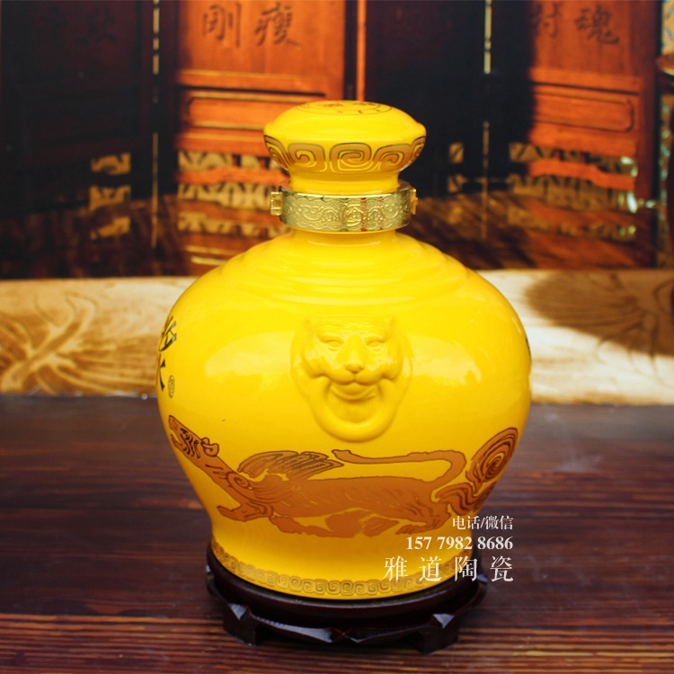 景德镇5斤10斤狮虎陶瓷酒坛