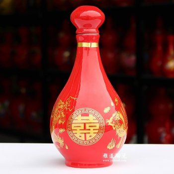 1斤龙凤喜字婚庆陶瓷酒瓶