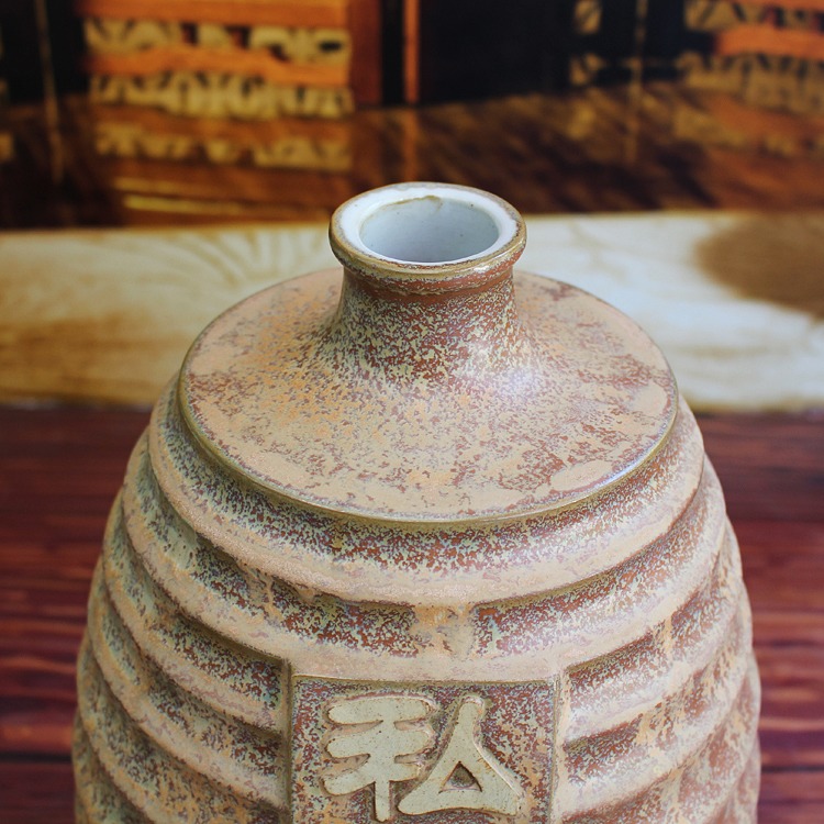 10斤步步高颜色釉雕刻陶瓷酒坛-款式一瓶口