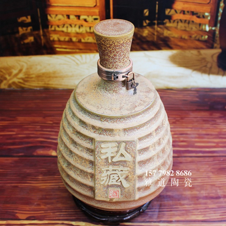 10斤步步高颜色釉雕刻陶瓷酒坛-款式一