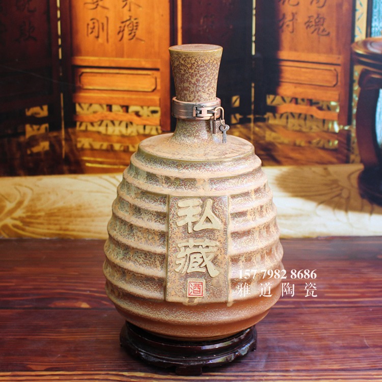 10斤步步高颜色釉雕刻陶瓷酒坛-款式一