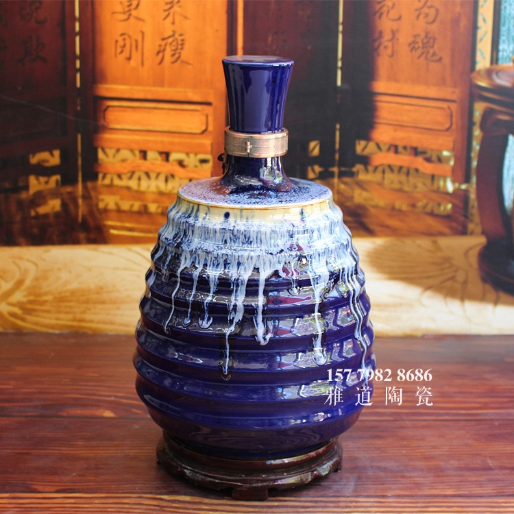 10斤步步高颜色釉雕刻陶瓷酒坛-款式二