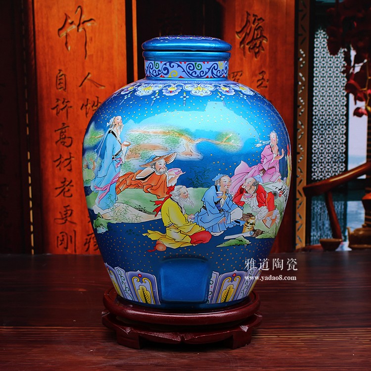 饮中八仙点金陶瓷酒坛