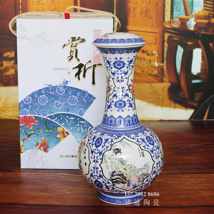 景德镇髙白5斤装陶瓷酒坛国色天香