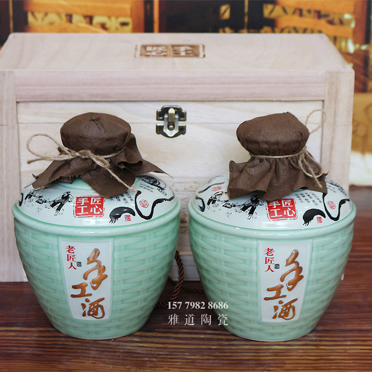 3斤手工酒青釉陶瓷酒坛批发