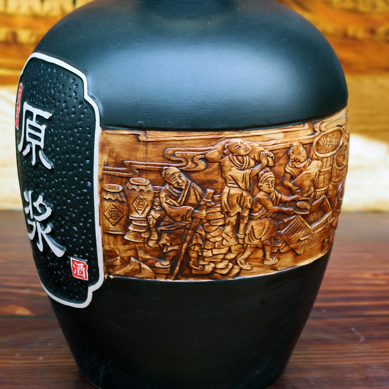5斤10斤雕刻陶瓷酒坛酿酒图