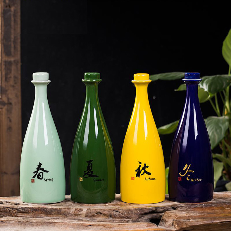 1斤春夏秋冬文化陶瓷酒瓶套装