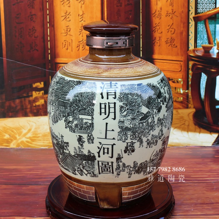 10斤至100斤清明上河图陶瓷酒坛