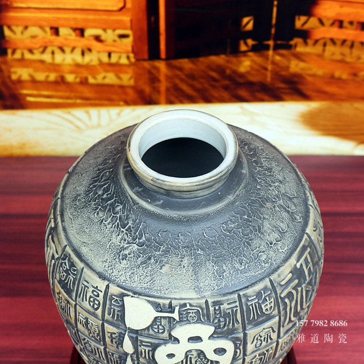 雕刻百福10斤高档陶瓷酒坛