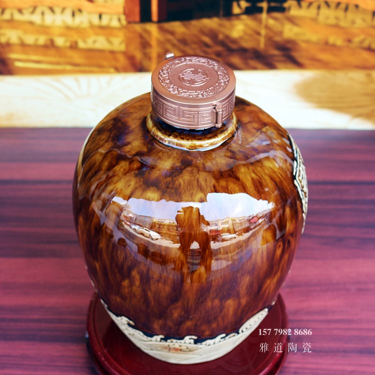 年份老酒5斤装雕刻陶瓷酒坛