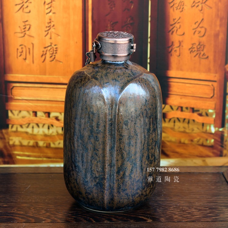 五福临门5斤雕刻陶瓷酒坛批发