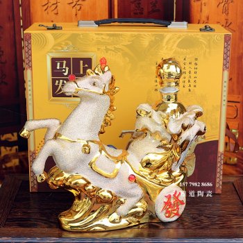 2斤装马上发财陶瓷酒坛礼品装