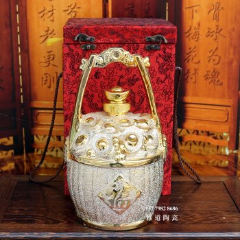 5斤装一桶金镀金陶瓷酒坛套装