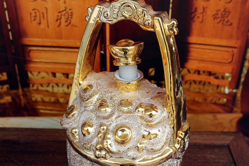 5斤装一桶金镀金陶瓷酒坛套装
