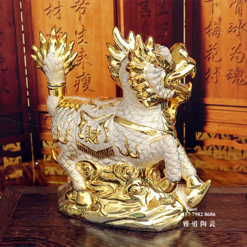 景德镇5斤麒麟镀金酒坛礼盒装
