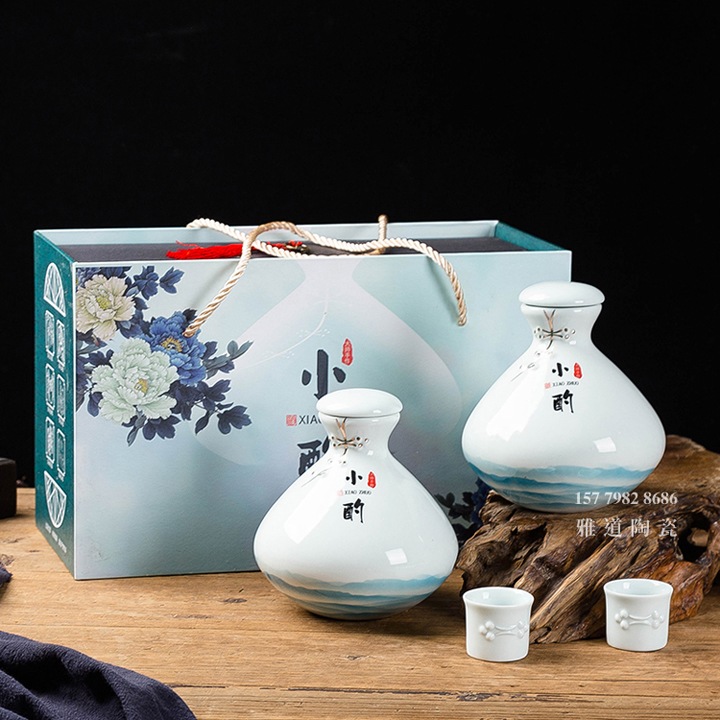 景德镇一斤装带杯小酌文化小酒坛子