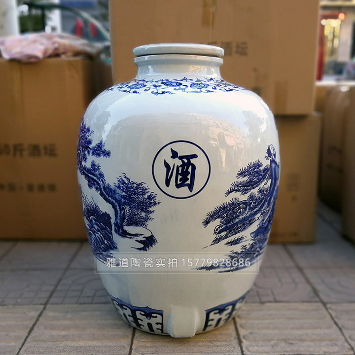 景德镇青花100斤装陶瓷酒坛