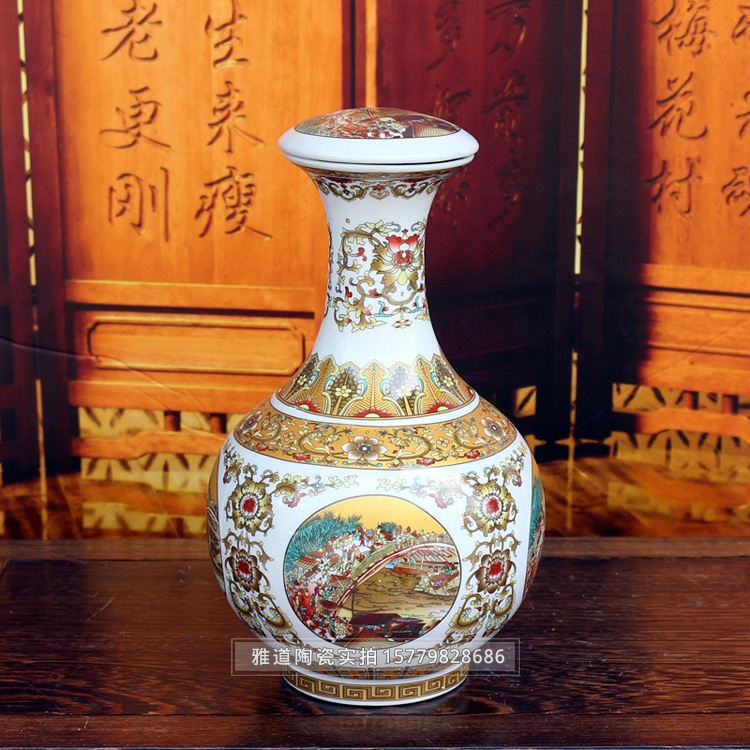 3斤装清明上河图陶瓷酒坛批发