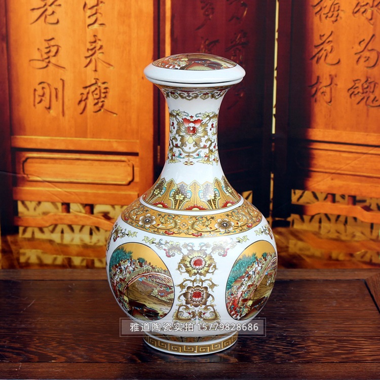 3斤装清明上河图陶瓷酒坛批发