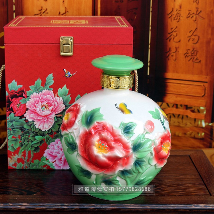 5斤装花开富贵陶瓷酒坛礼盒