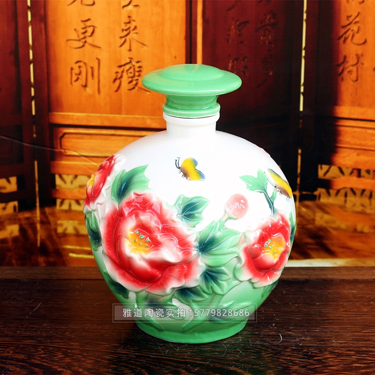 5斤装花开富贵陶瓷酒坛礼盒