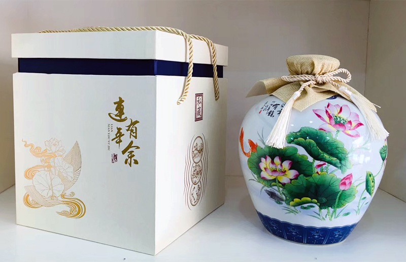 荷花鱼包布景德镇陶瓷酒坛批发