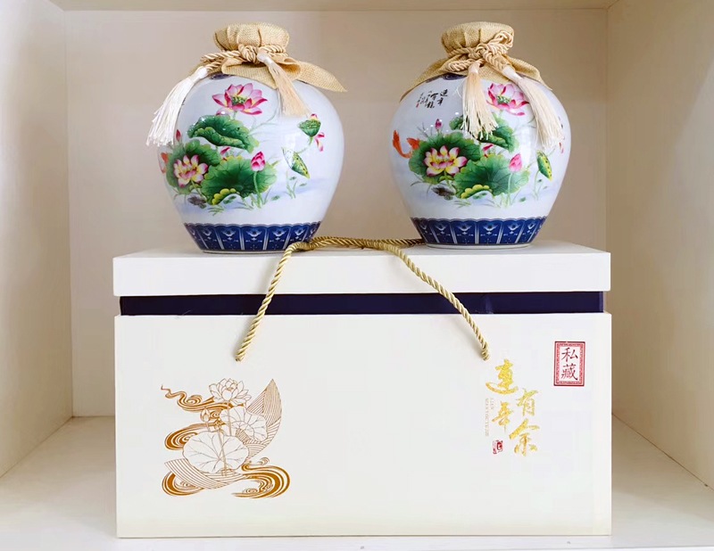 荷花鱼包布景德镇陶瓷酒坛批发