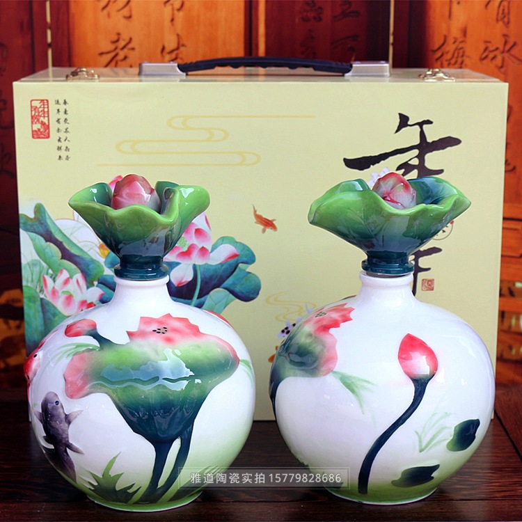 3斤荷花鱼酒坛礼盒装