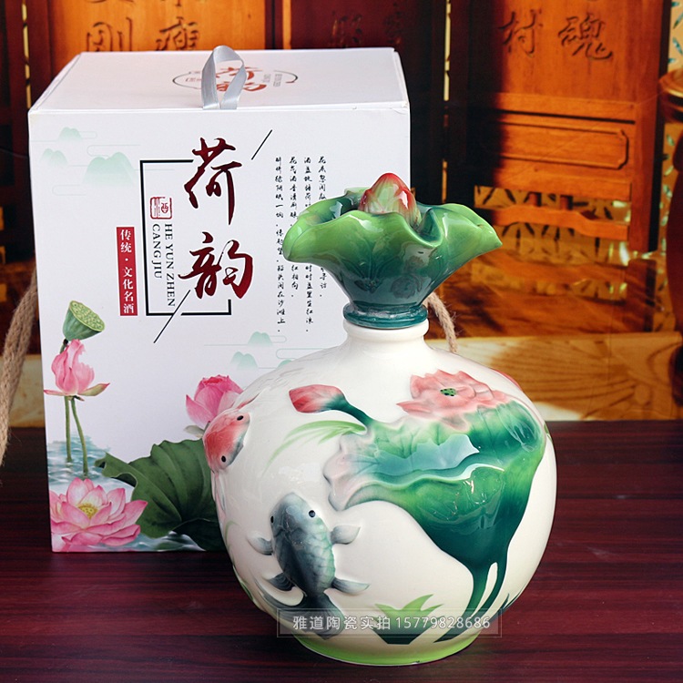 5斤荷花鱼酒坛礼盒装
