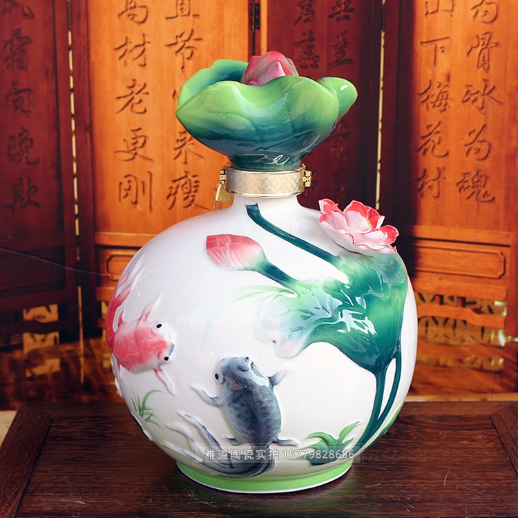 10斤荷花鱼酒坛礼盒装